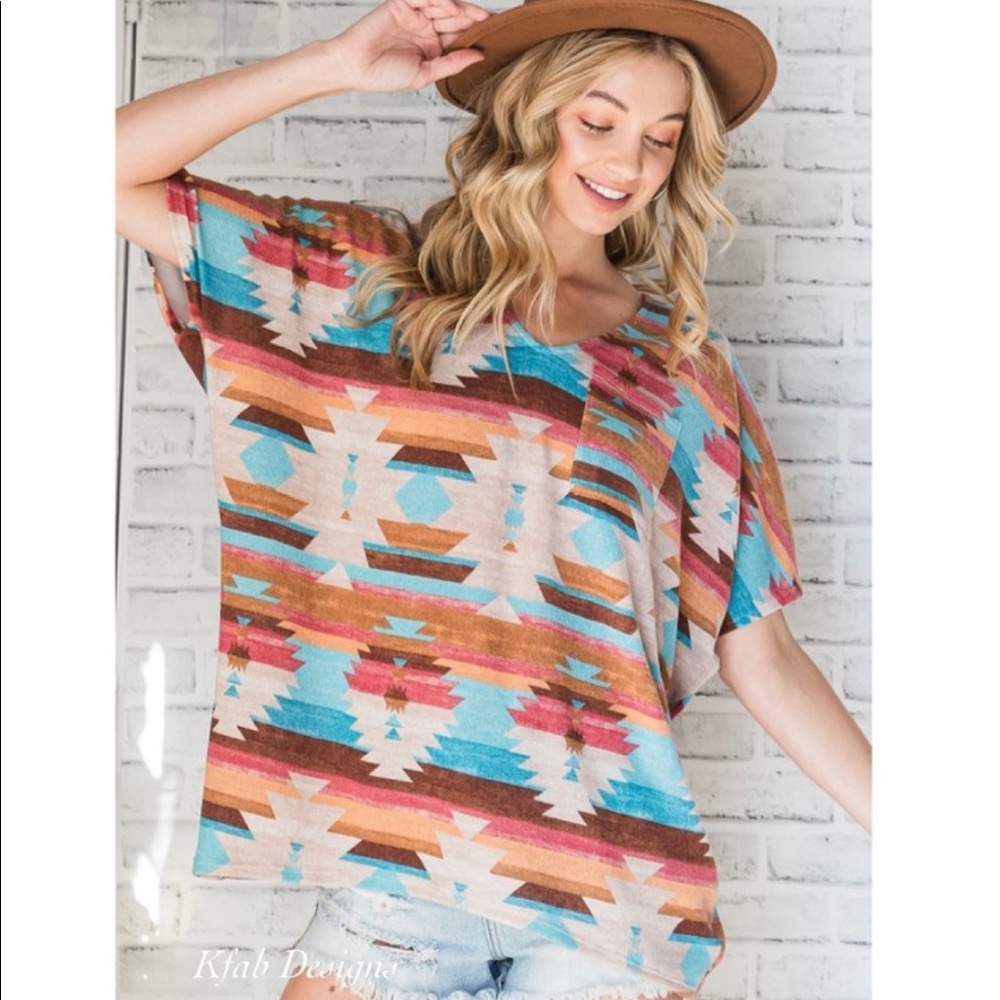 KFab Designs Multicolor Aztec Print Top - Picture 3 of 10